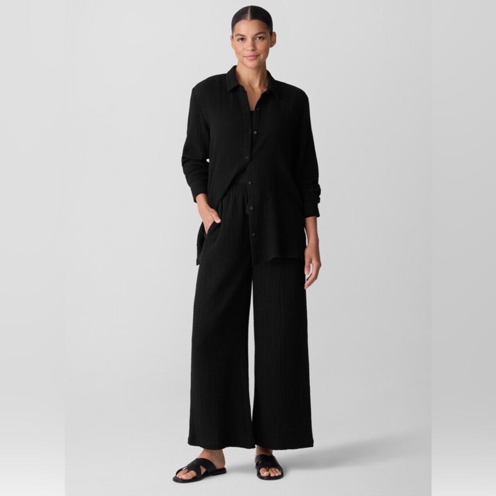 Eileen Fisher gauze wide leg pant sz Petite L - Picture 3 of 7